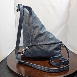 KT Leather Designs Handmade Large Triangle Leather Bag